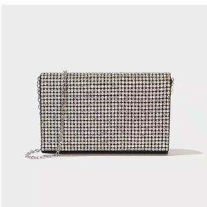 Amber Sceats Stella Black Crystal Clutch Bag w/ Chain Strap Formal